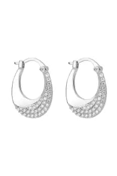 Knife Edge Hoop Earrings with CZ Wave
