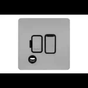 Schneider Electric Ultimate Screwless Flat Plate - Switched Fused Connection Unit, with Flex Outlet, Double Pole, 13A, GU5413BSS, Stainless Steel with