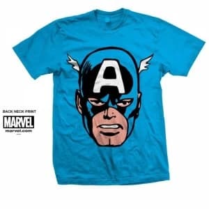 Marvel Comics Captain America Big Head Mens Blue T Shirt Large