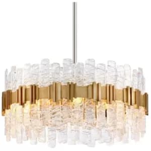 Ciro 8 Light Pendant ANTIQUE Leaf Stainless, Glass