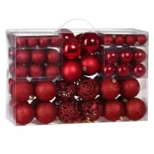 Christmas Tree Baubles Set 100pcs Xmas Hanging Decorations Ornaments Colour Choice Red