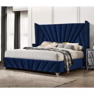 The Premiere Bed King Plush Velvet Blue