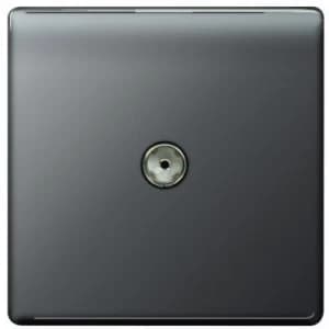 Wickes Single Screwless Flat Plate Coaxial Socket - Black