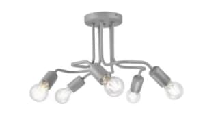 Charlie Multi Arm Semi Flush Ceiling Light Silver, 5x E27