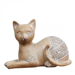 Carved Sandstone Effect Exotic Cat Ornament