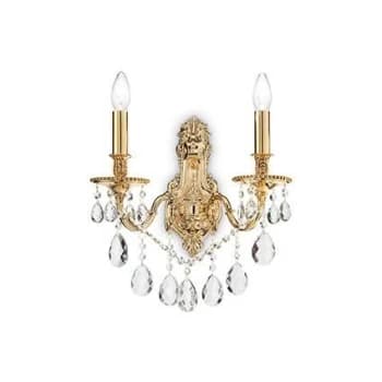 Gioconda 2 Light Indoor Candle Wall Light Gold with Crystals, E14