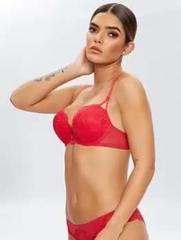Ann Summers Bras Sexy Lace Planet Boost Bra, Bright Red, Size 32A, Women