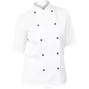 Dennys Womens/Ladies Lightweight Short Sleeve Chefs Jacket / Chefswear (2XL) (White) - White