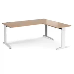Office Desk Rectangular Desk 1800mm With Return Beech Tops With White Frames TR10