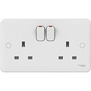 Lisse 2 Gang 13A Switched Socket - White
