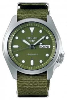 Seiko 5 Mens Sports Green Dial Green Nylon Strap SRPE65K1 Watch