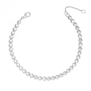 Diamond Cut Crescent Detail Circle Bracelet in White Gold GB516