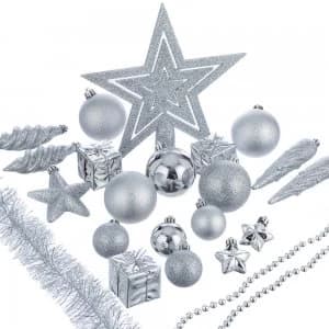 Robert Dyas 60 Piece Assorted Bauble Pack - Silver