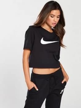 Nike Sportswear Swoosh Crop Tee Black Size L Women
