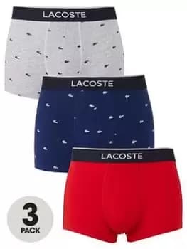 Lacoste Pack Of 3 Casual Signature Trunk Size 4 - M Navy Blue / Grey Chine / Red