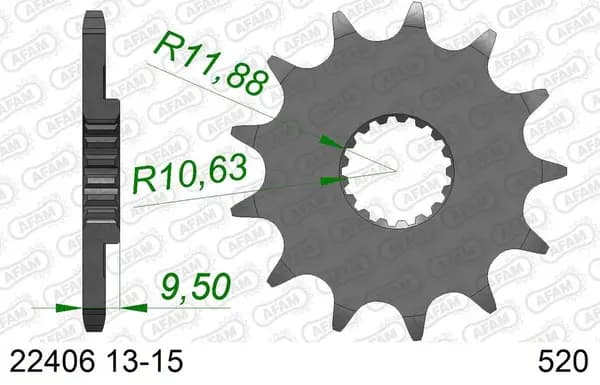 AFAM Steel Standard Front Sprocket 22406 - 520, Size 105 cm