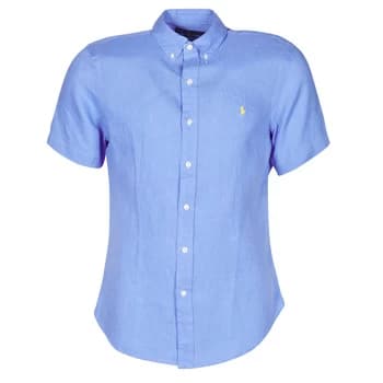 Polo Ralph Lauren CHEMISE CINTREE EN LIN COL BOUTONNE LOGO PONY PLAYER mens Short sleeved Shirt in Blue - Sizes EU S,EU M,EU L,EU XL