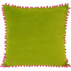 Riva Home Velvet Pompom Cushion Cover (45x45cm) (Green/Fuchsia) - Green/Fuchsia