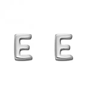 Initial E Sterling Silver Stud Earrings E6022