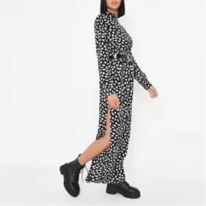 Missguided Smudge Print High Neck Maxi Dress - Black