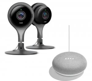 Nest Cam Twin-Camera Home Security Kit and Home Mini Bundle