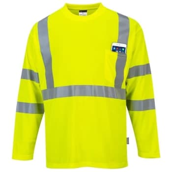 S191YER4XL - sz 4XL Hi-Vis Long Sleeve Pocket T-Shirt - Yellow - Portwest