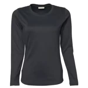 Tee Jays Womens/Ladies Interlock Long Sleeve T-Shirt (2XL) (Dark Grey)