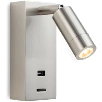 Firstlight - Clifton LED Wall Reading Light & USB Port Brushed Steel