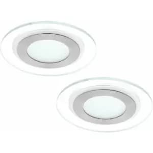Loops - 2 pack Wall / Ceiling Flush Downlight White & Satin Nickel 12W Built in led