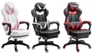 Gaming Chair with Retractable Footrest, Grey, Vinsetto