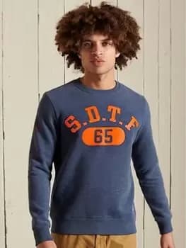 Superdry T&f Crew Sweat - Blue Marl, Blue, Size 2XL, Men