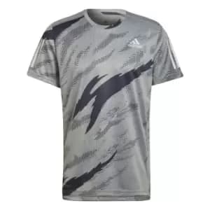 adidas Own The Run Tiger Camo Running Tee Mens - Halo Silver / Shadow Navy