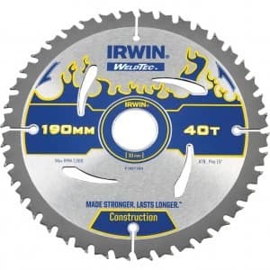 Irwin Weldtec Construction Saw Blade 190mm 40T 30mm