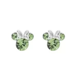 Disney Minnie Mouse Green August Birthstone sterling silver Crystal Earrings E905162RAUGL