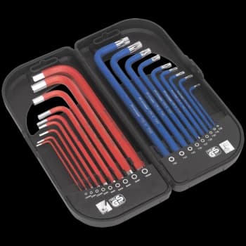 Sealey 18 Piece Anti Slip Long Torx and Hexagon Allen Key Set