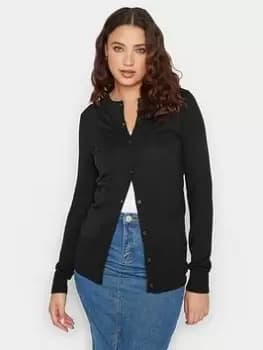 Long Tall Sally Black Crew Neck Cardigan, Black, Size 10-12, Women