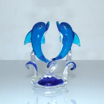Objets d'Art Miniature Glass Ornament - Dolphins