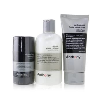 AnthonyBasic Kit With Alcohol Free Deodorant: Cleanser 237ml + Moisturizer 90ml + Deodorant 70g 3pcs Gift set