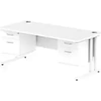 Dynamic Rectangular Office Desk White MFC Cantilever Leg White Frame Impulse 2 x 2 Drawer Fixed Ped 1800 x 800 x 730mm