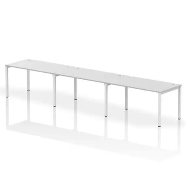 Impulse Bench Single Row 3 Person 1400 White Frame Office Bench Desk White