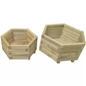 Two Piece Garden Raised Bed Set Impregnated Pinewood vidaXL - Brown