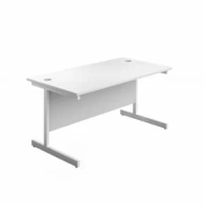 TC Office Single Upright Rectangular Desk White Frame 1200mm x 600mm, White