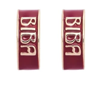 Biba Enamel Huggies Hoop Earrings - Burgundy
