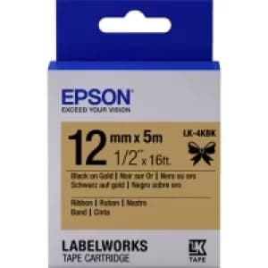 Epson LK-4KBK Black on Gold Labelling Tape 12mm x 9m