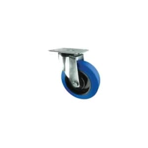 Swivel Plate 100MM Blue Rubber Tyre