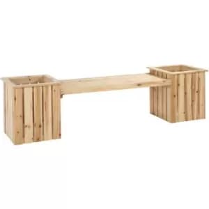 Garden Planter & Bench Combination Planter Box Garden Bench Natural - Natural wood finish - Outsunny