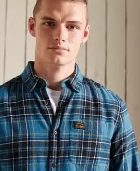 Superdry Mens Organic Cotton Lumberjack Check Shirt Blue / Kilburn Check Blue - Size: M