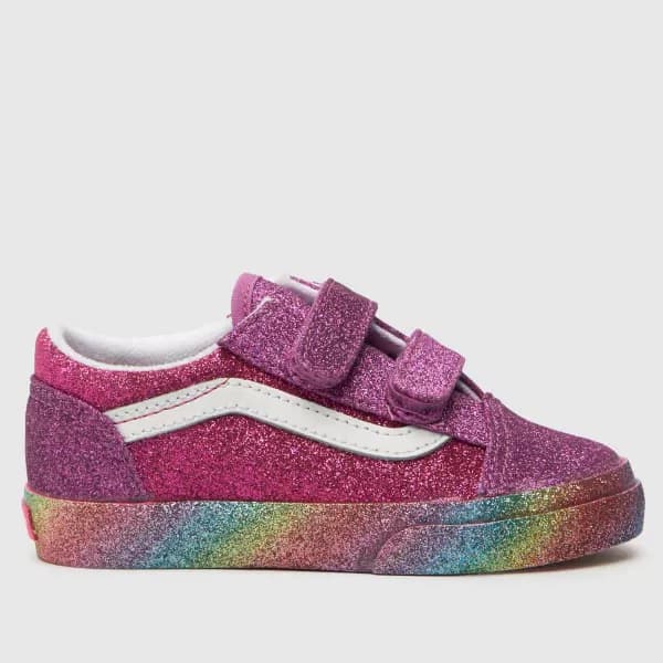 Vans pink old skool v glitter Girls Toddler Trainers