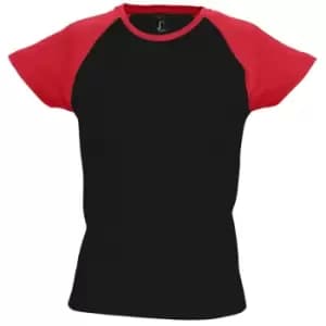 SOLS Womens/Ladies Milky Contrast Short/Sleeve T-Shirt (M) (Black/Red)
