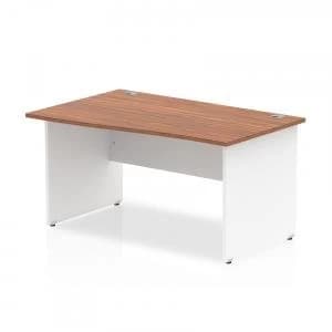 Trexus Desk Wave Left Hand Panel End 1400x800mm Walnut Top White